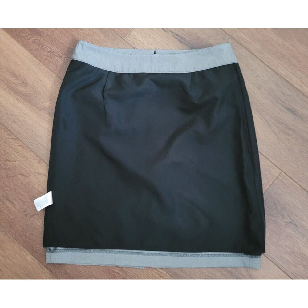 Banana Republic Pencil Skirt Womens 8 Gray Houndstooth Lined Slit Career Black - Picture 9 of 14